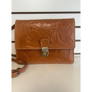 Patricia Nash Tooled Leather Lanza Crossbody Bag Floral Embossed Adjustable